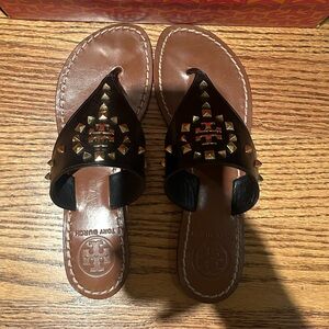 Tory Burch Miller Patent Sandal Black & Gold